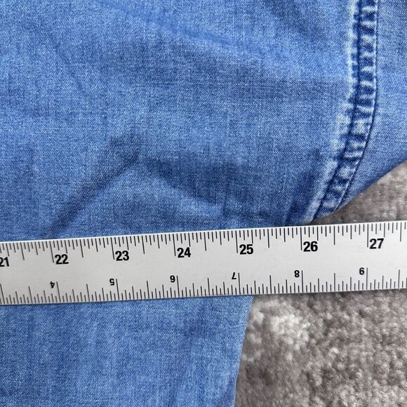 Zara Dress XS Womens Blue Chambray Tunic Mini Boxy Popover V Neck Pockets - Picture 3 of 6